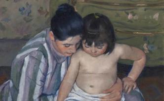 一幕幕母子温情，都在玛丽·卡萨特的《给孩子沐浴》画作中