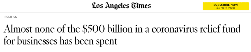 《洛杉矶时报》报道：5000亿美元的救助基金，几乎没有被使用