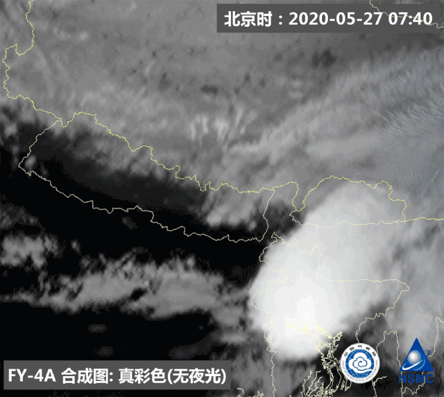 FY-4A stationary weather satellite monitoring animation (May 27, 2020 from 07:35 to 11  : 15) 