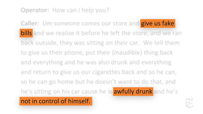 警方报警记录显示，报警人对弗洛伊德的形容为“喝醉”且“无法控制自己”  本文图均为 央视新闻客户端 图