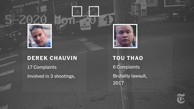 两名警察德雷克·乔文（Derek Chauvin）与杜滔（Tou Thao）及二人的投诉记录
