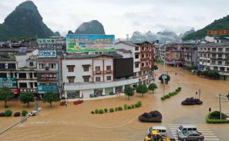 广西阳朔县城大部分积水已退，各乡镇1881户受灾无伤亡
