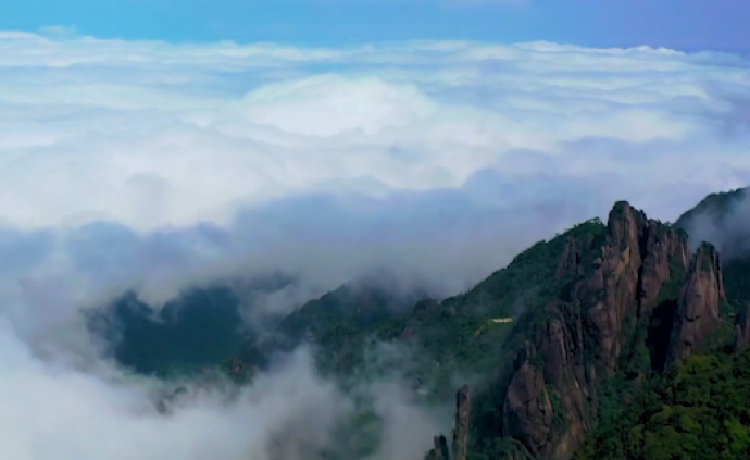 三清山雨后现云海奇观，漫天云雾变幻似仙境