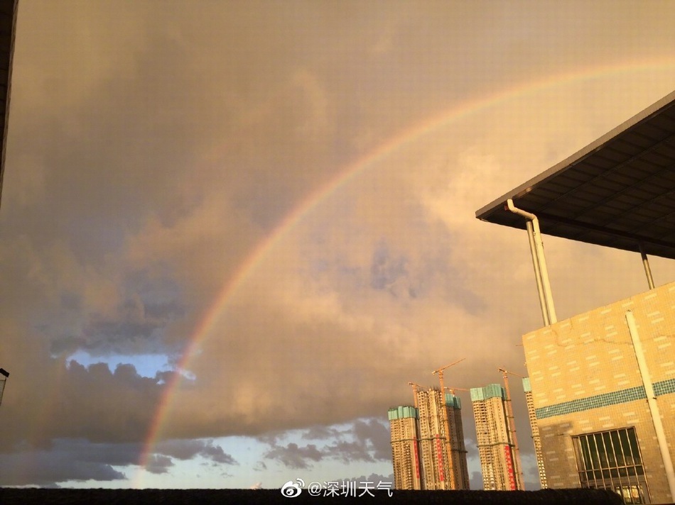 澎湃新闻太美了！雨后彩虹桥连接深圳香港两地