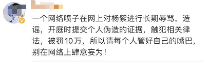 杨紫名誉权侵害案被告被罚10万：伪造公安机关多份证明材料