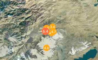 新疆于田1小时内5次地震，最高6.4级