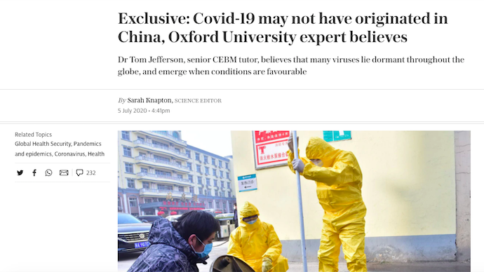 牛津大学专家：新冠病毒或并非起源于中国