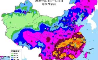 6月以来，长江流域累计降雨量为近60年以来第二高