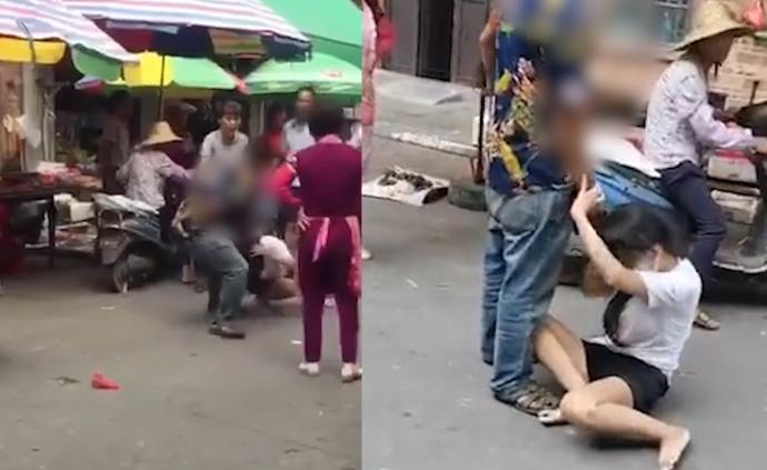 遇見多年前離家出走妻子,男子上前毆打抱摔