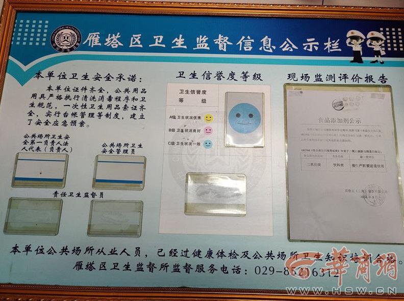 西安检查汉堡王门店大雁塔店悬挂过期卫生公示牌被当场摘走