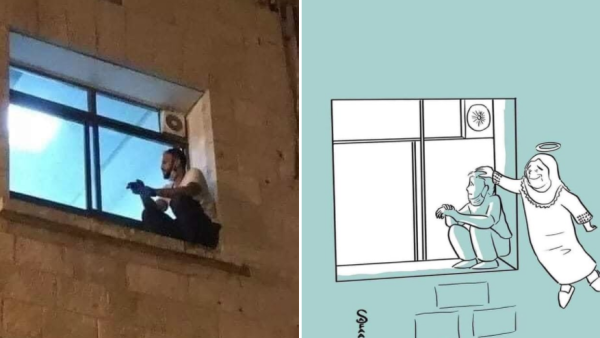巴勒斯坦青年每晚爬窗探望感染新冠的母亲