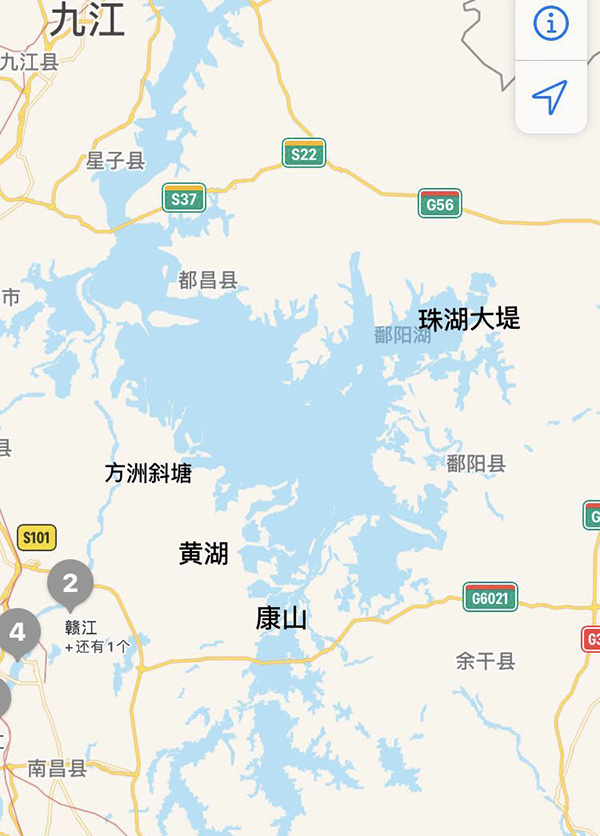 康山蓄滞洪区位于鄱阳湖东岸,上饶市余干县城西北部 高德地图