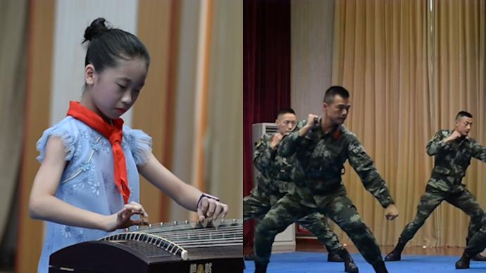 中国军人丨小学师生进军营办晚会，战士回赠擒敌术表演