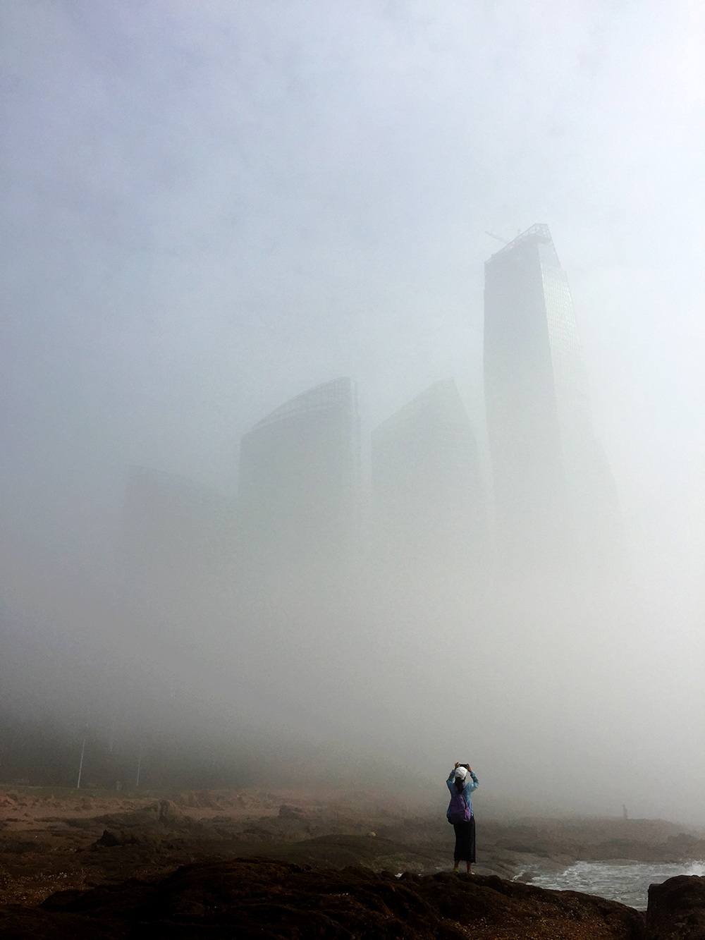 黄岛雾霾图片