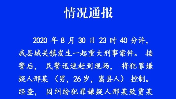 河南嵩县男子当街暴打前女友致其死亡，嫌疑人现已被控制