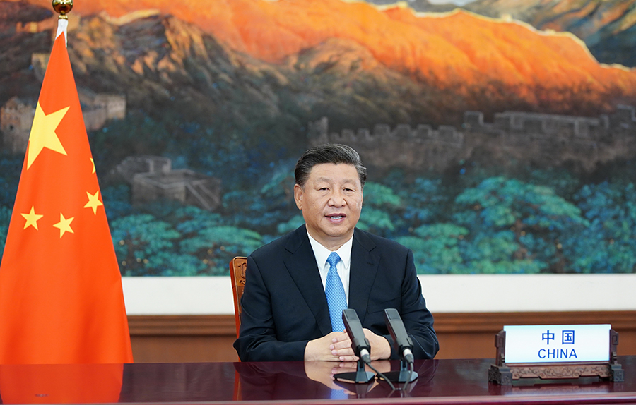 9月22日,国家主席习近平在第七十五届联合国大会一般性辩论上发表重要讲话。新华社记者 鞠鹏 摄