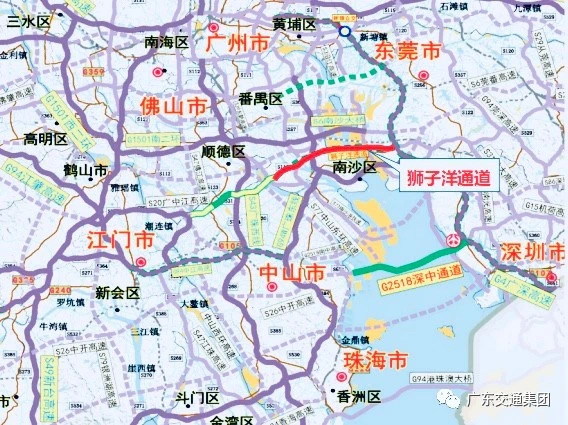 狮子洋通道。微信公众号“广东交通集团” 图