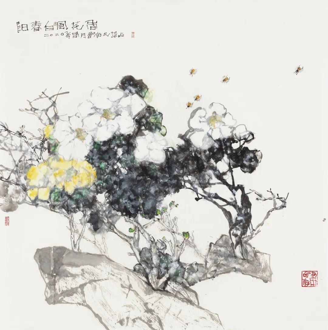 江文湛《阳春白日风花香》?124cm×124cm<BR/></p>?