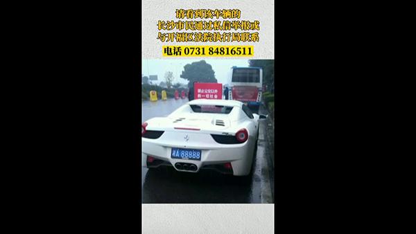 法院悬赏五千通缉湘a88888法拉利系涉案抵押物